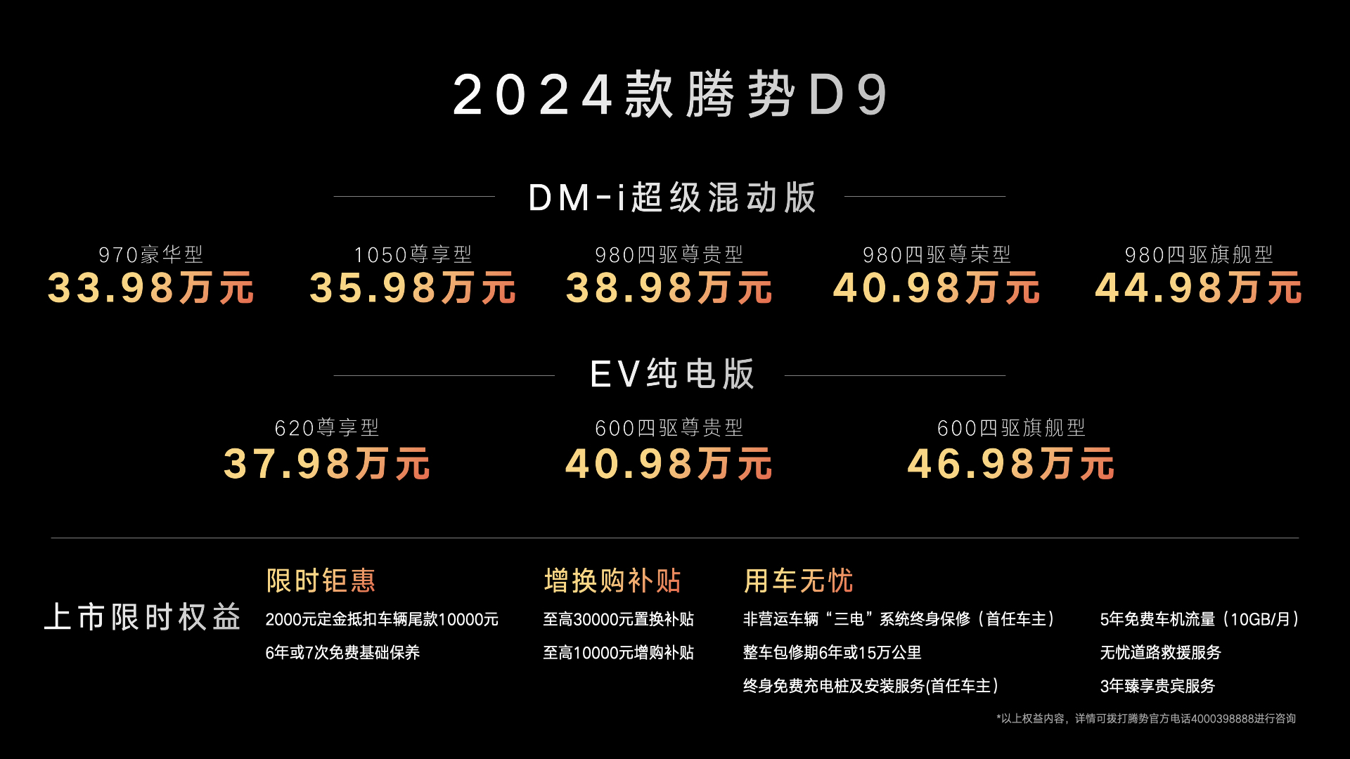 新能源MPV銷(xiāo)冠升級(jí)上市 2024款騰勢(shì)D9售價(jià)33.98萬(wàn)元起