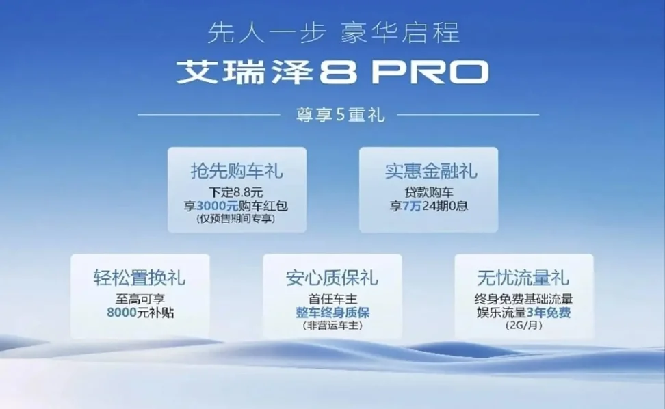 奇瑞艾瑞澤8 PRO開啟預(yù)售，1.6T車型預(yù)售價(jià)11.99萬元起