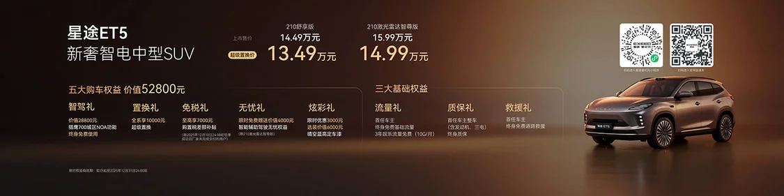 首發(fā)征程6P芯片/城市領(lǐng)航終身免費(fèi) 星途ET5超級置換價(jià)13.49萬元起